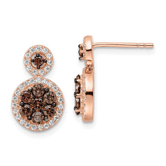 Sterling Silver Rose-tone Black Rhodium-plated CZ Fancy Post Earrings - 2