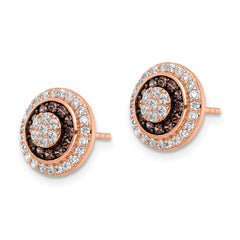 Sterling Silver Rose-tone Black Rhodium-plated CZ Fancy Post Earrings