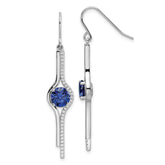 Sterling Silver Rhodium-plated Blue and Clear CZ Dangle Earrings