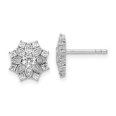 Sterling Silver Rhodium-plated CZ Snowflake Post Earrings - 5