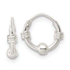 Sterling Silver Polished Beaded Circle Endless Hoop Earrings - 3