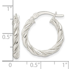 Sterling Silver Polished Twisted Rope Hoop Earrings - 3