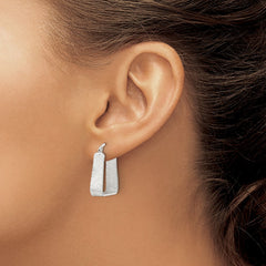 Sterling Silver Rhod-pltd Polished/Textured 5.5mm Square Hoop Earrings