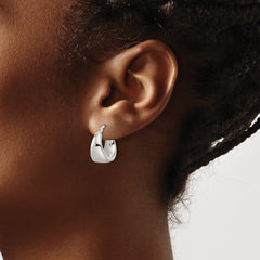 Sterling Silver Polished & Tapered Round Hoop Earrings - 2