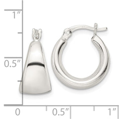 Sterling Silver Polished & Tapered Round Hoop Earrings - 2