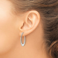 Sterling Silver Polished & Textured Knife Edge Round Hoop Earrings