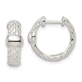 Sterling Silver Polished Basket Weave Hinged Hoop Earrings