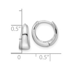 Sterling Silver Rhodium-plated Polished Hinged Hoop Earrings