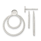 Sterling Silver w/2 Circle Jackets Button Post Earrings
