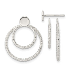 Sterling Silver w/2 Circle Jackets Button Post Earrings