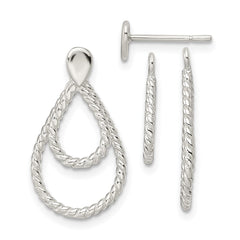 Sterling Silver w/2 Teardrop Jackets Button Post Earrings