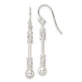 Sterling Silver Polished Fancy Beaded Dangle Earrings