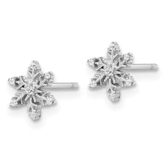 Sterling Silver Rhodium-plated Polished CZ Snowflake Post Earrings - 4