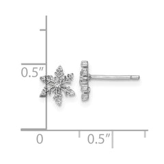 Sterling Silver Rhodium-plated Polished CZ Snowflake Post Earrings - 4