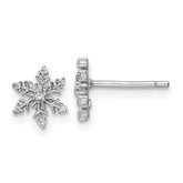 Sterling Silver Rhodium-plated Polished CZ Snowflake Post Earrings - 4