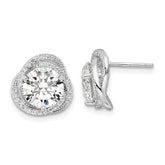 Sterling Silver Rhodium-plated Polished 12mm Round CZ Post Earrings