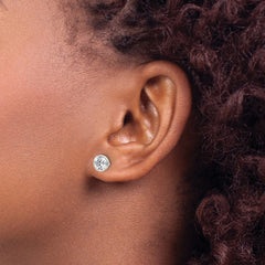Sterling Silver Polished 6mm Round CZ Bezel Set Stud Earrings - 2