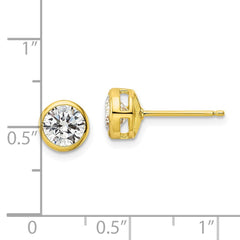 Sterling Silver Gold-tone Polished 6mm Round CZ Bezel Set Stud Earrings