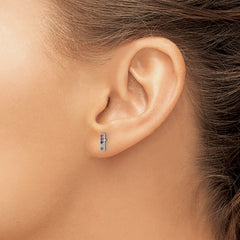 Sterling Silver Rhodium-plated Polished Multi-color CZ Bar Post Earrings