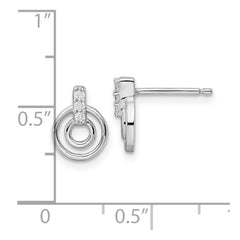 Sterling Silver Rhodium-plated Polished CZ Circles Post Earrings