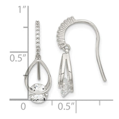 Sterling Silver Rhodium-plated Polished Fancy CZ Dangle Earrings