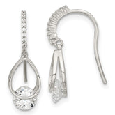 Sterling Silver Rhodium-plated Polished Fancy CZ Dangle Earrings