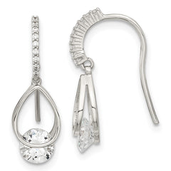 Sterling Silver Rhodium-plated Polished Fancy CZ Dangle Earrings