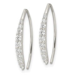 Sterling Silver Polished CZ Threader Earrings - 2
