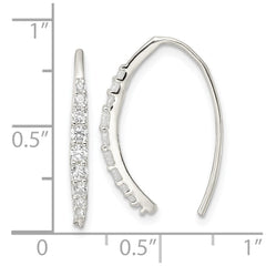 Sterling Silver Polished CZ Threader Earrings - 2