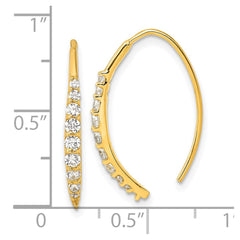 Sterling Silver Gold-tone Polished Graduated CZ Threader Earrings