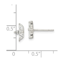 Sterling Silver Polished Marquise CZ Flower Post Earrings