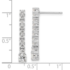 Sterling Silver Rhodium-plated Polished CZ Post Dangle Earrings