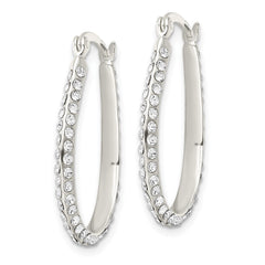 Sterling Silver CZ Oval Hoop Earrings - 2