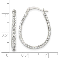 Sterling Silver CZ Oval Hoop Earrings - 2