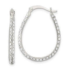 Sterling Silver CZ Oval Hoop Earrings - 2