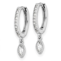 Sterling Silver Rhodium-plated Polished CZ Hinged Hoop Earrings