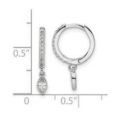 Sterling Silver Rhodium-plated Polished CZ Hinged Hoop Earrings