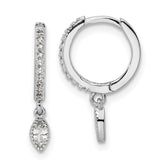 Sterling Silver Rhodium-plated Polished CZ Hinged Hoop Earrings