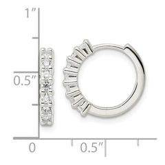 Sterling Silver Polished CZ Hinged Hoop Earrings - 2