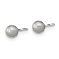 Sterling Silver Rhodium-plated 4-5mm Grey Round Freshwater Cultured Pearl Post Earrings