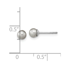 Sterling Silver Rhodium-plated 4-5mm Grey Round Freshwater Cultured Pearl Post Earrings