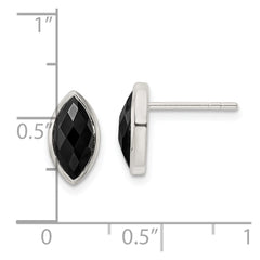 Sterling Silver Polished Marquise Onyx Post Earrings