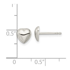 Sterling Silver Polished Heart Post Earrings - 6