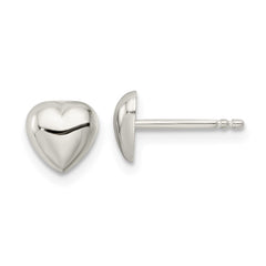 Sterling Silver Polished Heart Post Earrings - 6