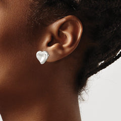 Sterling Silver Polished Puffed Heart Post Earrings - 2