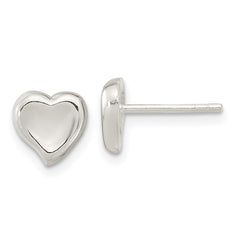 Sterling Silver Polished Puffed Heart Post Earrings - 2