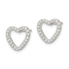 Sterling Silver CZ Heart Post Earrings - 2