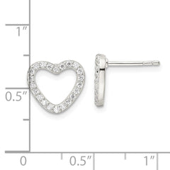 Sterling Silver CZ Heart Post Earrings - 2