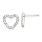 Sterling Silver CZ Heart Post Earrings - 2