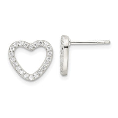 Sterling Silver CZ Heart Post Earrings - 2